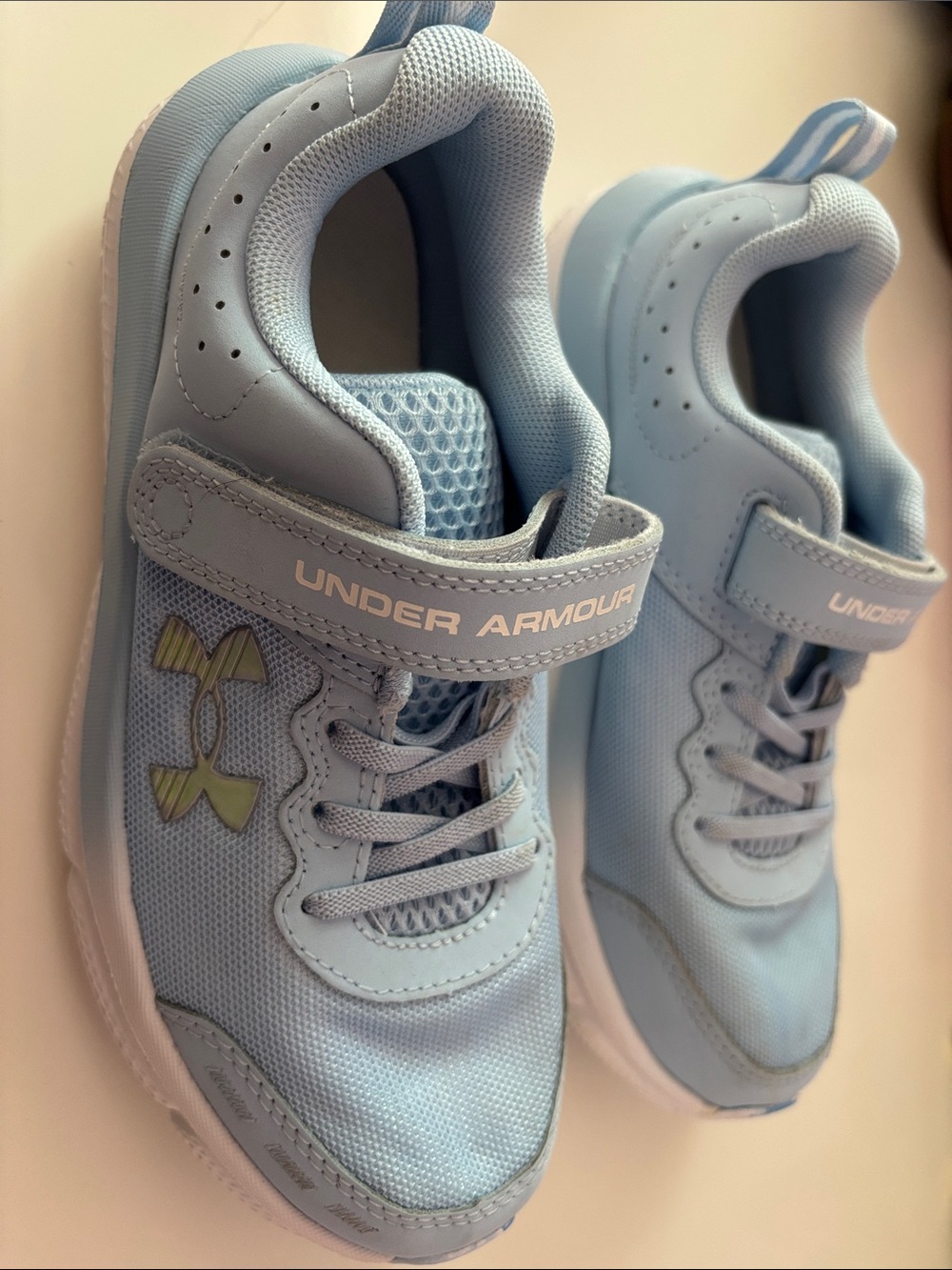 Under Armour Light Blue Kids' Athletic Sneakers with Hook-and-Loop Strap